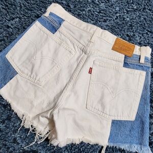 Levis White and Blue Women's Denim Shorts
